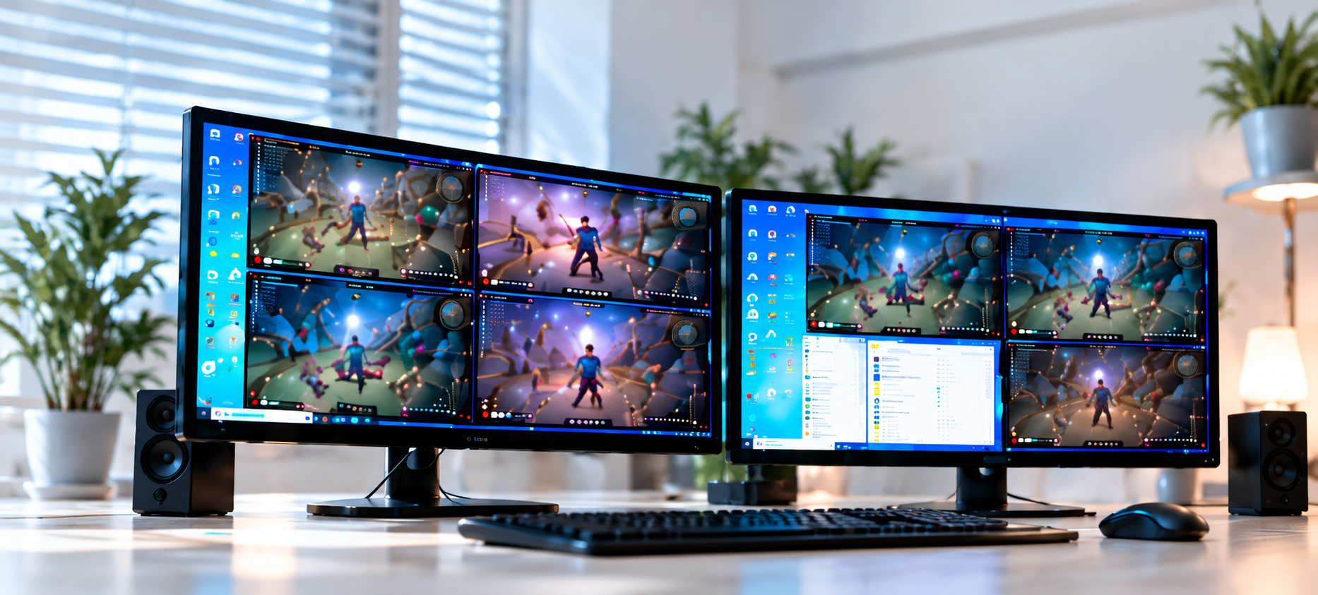 원격PC 모니터 두 대와 실제 사용 환경